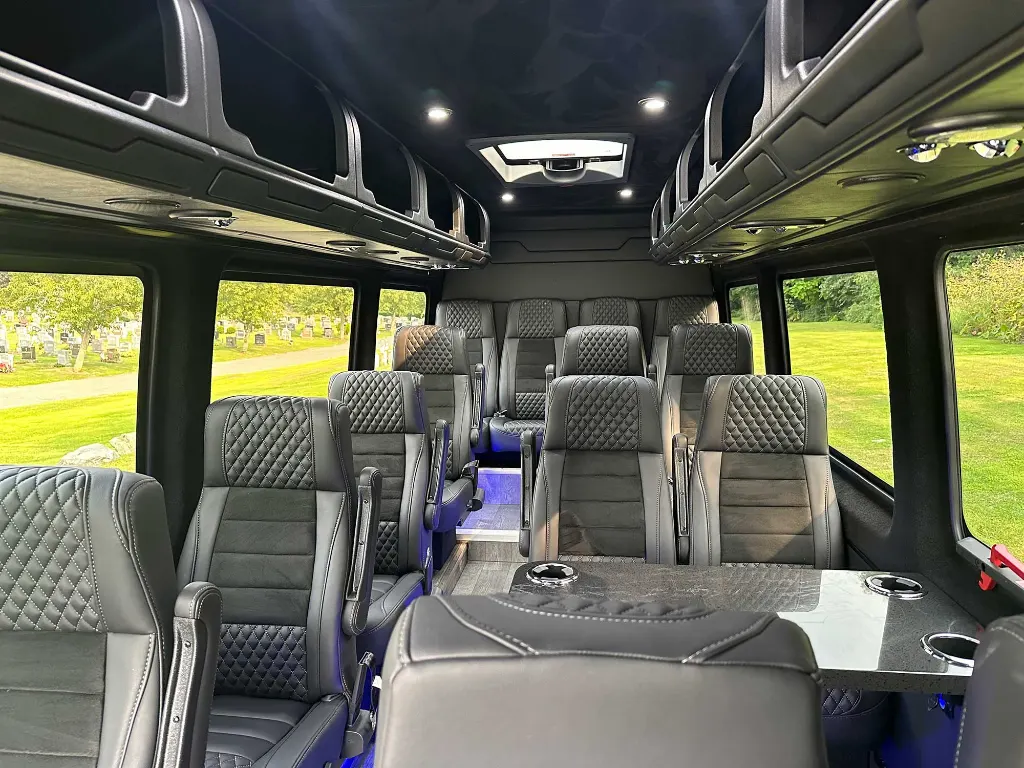 14 passenger Sprinter shuttle interior for corporate groups