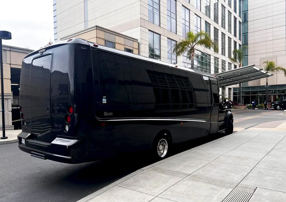 Black 44 passenger mini coach rental in San Francisco