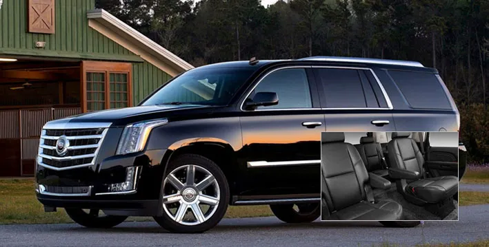 Black Cadillac Escalade SUV rental with chauffeur in the Bay Area