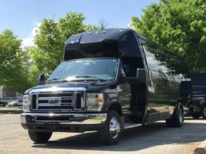 Black executive shuttle bus rental in the San Francisco Bay Area