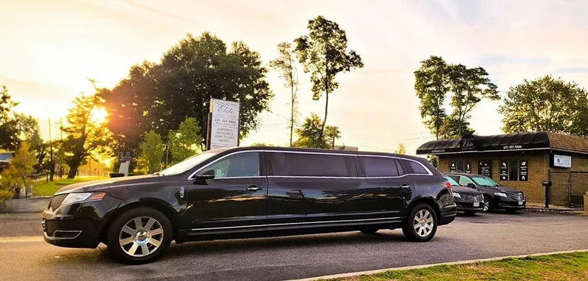 Black funeral limousine for family transportation to a San Francisco memorial service