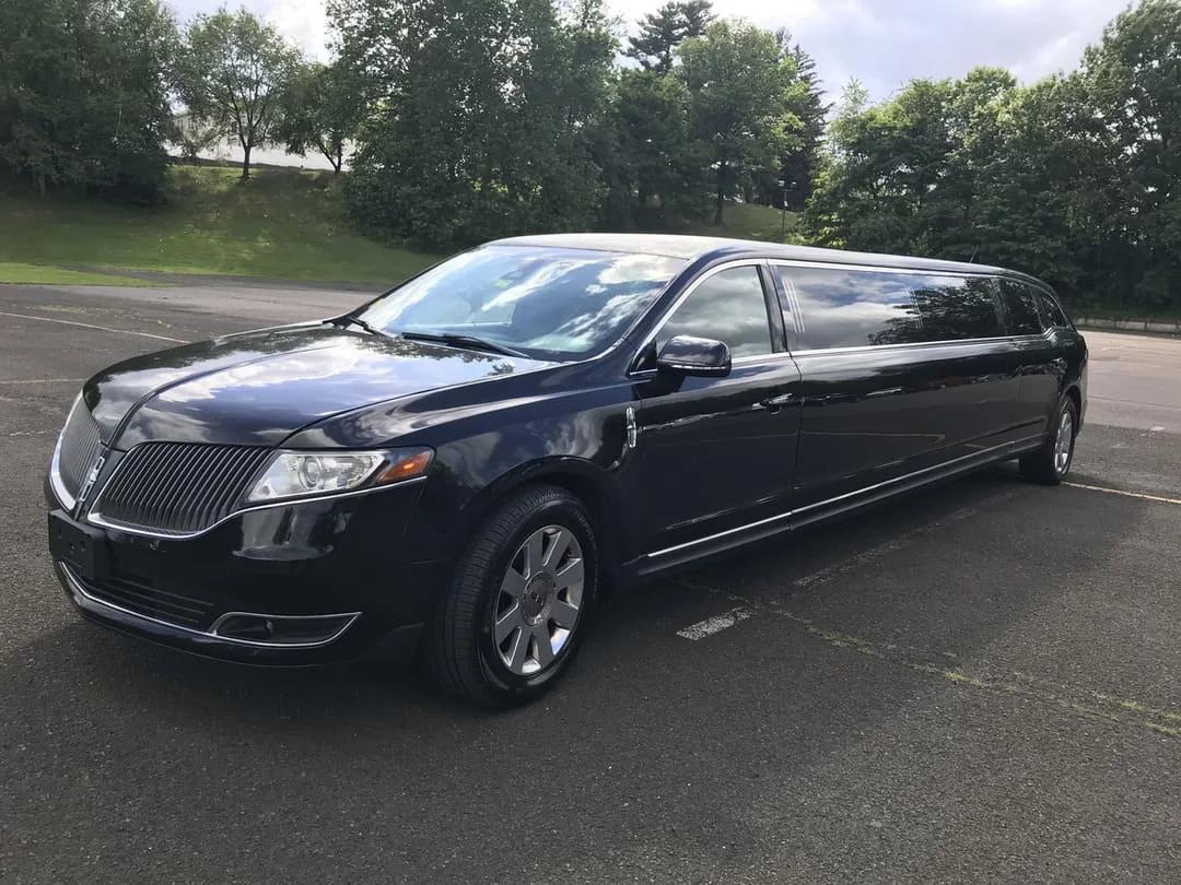 Black stretch limousine for funeral family transportation in the Bay Area