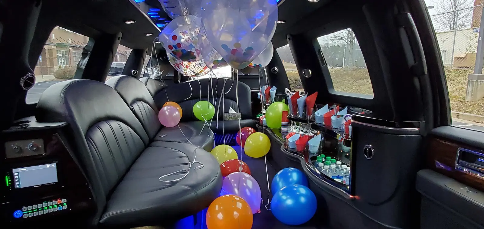 Party bus rental at night in the San Francisco Bay Area
