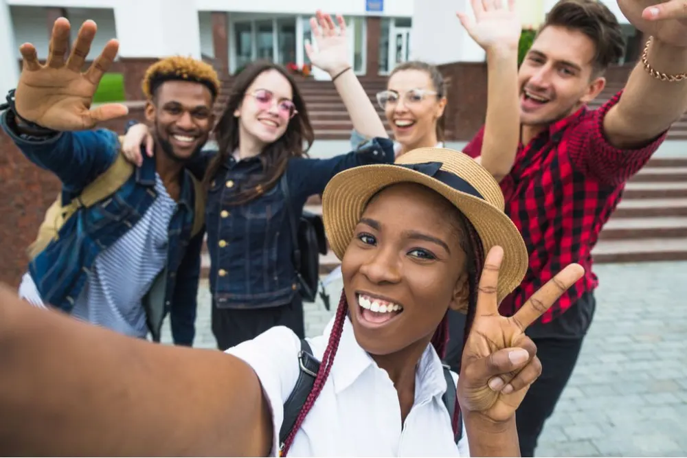Students on a charter bus field trip from the Bay Area