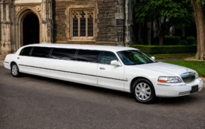 White Lincoln stretch limousine for weddings and proms